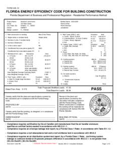 FORM[removed]FLORIDA ENERGY EFFICIENCY CODE FOR BUILDING CONSTRUCTION Florida Department of Business and Professional Regulation - Residential Performance Method Project Name: Street: