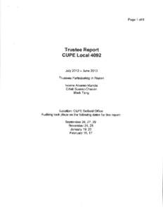 Page 1 of6  Trustee Report CUPE Local 4092 July 2012