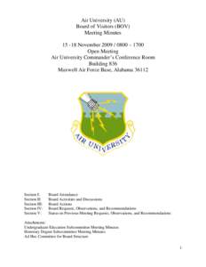 Air University (AU) Board of Visitors (BOV) Meeting Minutes[removed]November[removed] – 1700 Open Meeting Air University Commander’s Conference Room