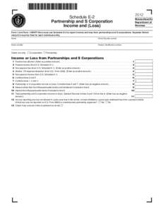 Schedule E-2 Partnership and S Corporation Income and (Loss[removed]Massachusetts