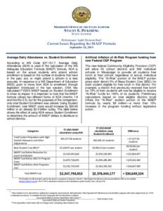 MISSISSIPPI OFFICE OF THE STATE AUDITOR STACEY E. PICKERING STATE AUDITOR Performance Audit Division Brief  Current Issues Regarding the MAEP Formula