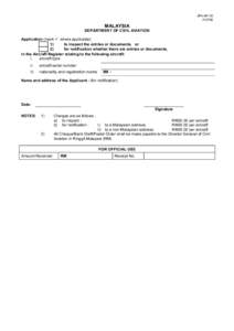 JPA-AP-1D[removed]MALAYSIA DEPARTMENT OF CIVIL AVIATION Application (mark  where applicable)