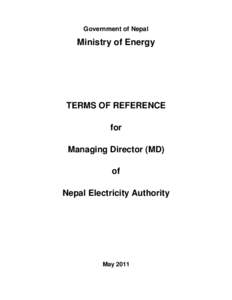 Government of Nepal  Ministry of Energy TERMS OF REFERENCE for