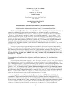 MASSMUTUAL SELECT FUNDS (the “Trust”) 100 Bright Meadow Blvd. Enfield, CT[removed]MassMutual Select Large Cap Value Fund (the “Fund”)