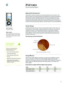 Environment / Electronics / IPod Nano / Apple Inc. / Restriction of Hazardous Substances Directive / IPod / Packaging and labeling / Recycling / ITunes / Portable media players / Technology