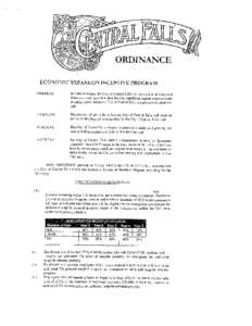 ORIUNANCE ECONOMIC EXPANSION INCENTIVE PROGRAM \VHEREAS: In order to expand the City of Central Falls tax base and to develop and foster economic growth within the City significant capital improvements