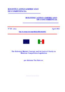 BOLETÍN LATINOAMERICANO DE COMPETENCIA BOLETIM LATINO-AMERICANO DE CONCORRÊNCIA  N° 28 - extra