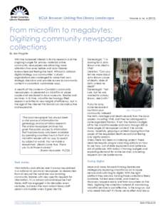 BCLA Browser: Linking the Library Landscape    Volume 4, no[removed]From microfilm to megabytes: Digitizing community newspaper