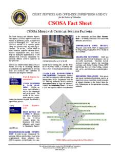 CSOSA Fact Sheet: CSOSA Mission and Critical Success Factors