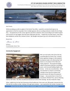 CITY OF SAN DIEGO COUNCIL DISTRICT TWO E-NEWSLETTER Councilmember Ed Harris proudly represents the neighborhoods of Point Loma, Ocean Beach, Pacific Beach, Mission Beach, Mission Bay, Midway, Morena, Bay Ho, Bay Park, Cl