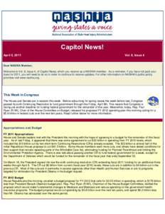 Capitol News! April 5, 2011 Vol. 8, Issue 4  Dear NASHIA Member,