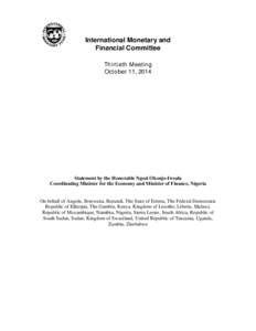 IMFC Statement by the Honorable Ngozi Okonjo-Iweala, Coordinating Minister for the Economy and Minister of Finance, Nigeria; October 11, 2014