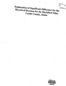 Explanation of Significant Difference for the Record of Decision for the Blackbird Mine Lemhi County, Idaho.