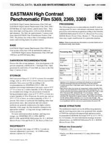 August 1997 • H-1-5369t  TECHNICAL DATA / BLACK-AND-WHITE INTERMEDIATE FILM EASTMAN High Contrast Panchromatic Film 5369, 2369, 3369