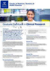 Faculty of Medicine, Dentistry & Health Sciences Graduate Certificate in Clinical Research