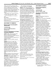 Law / National Oceanic and Atmospheric Administration / Notice of proposed rulemaking / Federal Register / Rulemaking / Coastal Zone Management Act / Federal Energy Regulatory Commission / Public comment / United States Department of Commerce / United States administrative law / Government / Politics of the United States