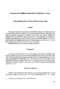 Freshwater molluscsfrom the Crig/Kiiriisl rivers  Andrei Sdrkdny-Kiss, Florino BoloS & Eszter Nsgy Abstract