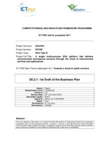 COMPETITIVENESS AND INNOVATION FRAMEWORK PROGRAMME ICT PSP call for proposals 2011 Project Acronym:  eEnviPer