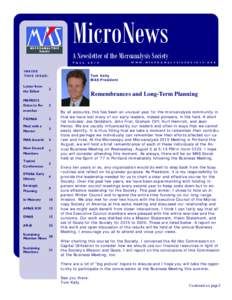 MicroNews  A Newsletter of the Microanalysis Society F A L L