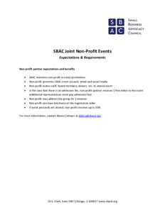 SBAC Joint Non-Profit Events Expectations & Requirements Non-profit partner expectations and benefits   