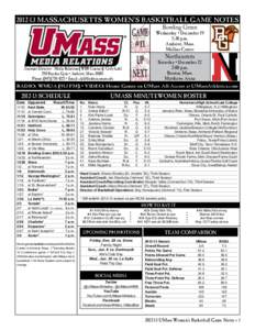 [removed]Massachusetts Women’s Basketball Game Notes  Game #11  Up