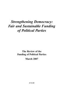 Strengthening Democracy: Fair and Sustainable Funding of Political Parties