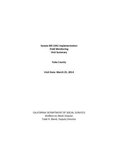 Senate Bill 1041 Implementation Field Monitoring Visit Summary Yuba County