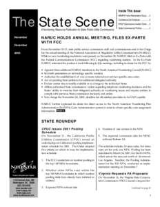 The State Scene A Numbering Resource Publication for State Public Utility Commissions November December 2000