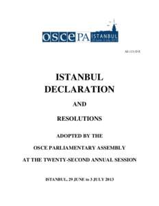AS (13) D E  ISTANBUL DECLARATION AND RESOLUTIONS