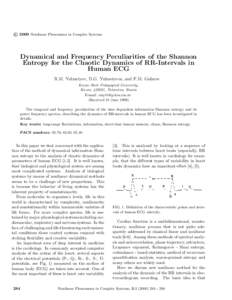 c 2000 Nonlinear Phenomena in Complex Systems ° Dynamical and Frequency Peculiarities of the Shannon Entropy for the Chaotic Dynamics of RR-Intervals in Human ECG