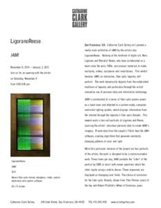 LigoranoReese  San Francisco, CA: Catharine Clark Gallery will present a media room exhibition of IAMI by the artistic duo  IAMI