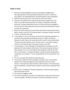 GRADE 3/4 RULES  1. HKIS Junior Athletics Basketball is focused on teaching basic basketball skills, encouraging teamwork, teaching good sportsmanship and having fun. Coaches are encouraged to role model these behaviors 