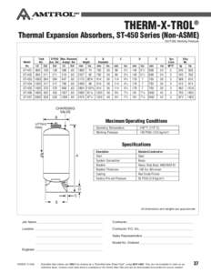 THERM-X-TROL® Thermal Expansion Absorbers, ST-450 Series (Non-ASME) 150 PSIG Working Pressure Model No.