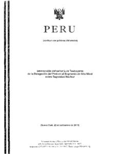 PERU (verificar con palabras del orador) lntervencion del seiior Luis Tsuboyama de la Delegacion del Peru en el Segmento de Alto Nivel sobre Seguridad Nuclear