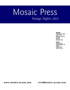 Mosaic Press Foreign Rights 2012