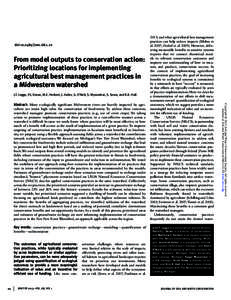 doi:[removed]jswc[removed]From model outputs to conservation action: Prioritizing locations for implementing agricultural best management practices in a Midwestern watershed