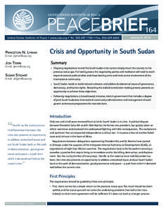 UNITED STates institute of peace  peaceBrieF164 United States Institute of Peace • www.usip.org • Tel[removed] • Fax[removed]January 8, 2014