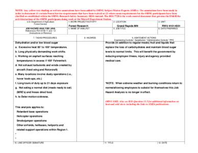 NOTE: Any yellow text shading or red text annotations have been added by ORNL Subject Matter Experts (SMEs). The annotations have been made in order to document (1) certain Forest Service requirements that have been waiv