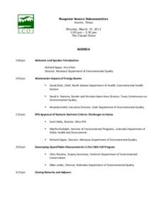 Nonpoint Source Subcommittee Austin, Texas AGENDA  Monday, March 19, 2012