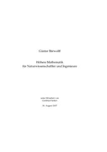 Günter Bärwolff  Höhere Mathematik für Naturwissenschaftler und Ingenieure  unter Mitarbeit von