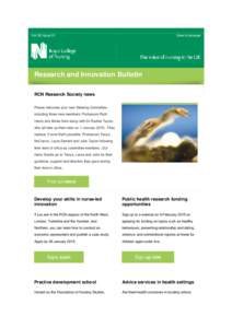 Vol 06 Issue 01  View in browser Research and Innovation Bulletin RCN Research Society news