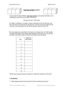 Exponential Functions  March 24, 2010 One Grain of Rice by Demi