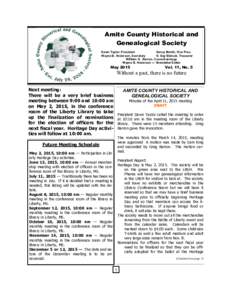 Amite County Historical and Genealogical Society Dawn Taylor, William G. Barron, President