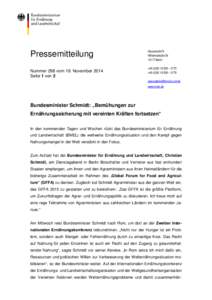 Pressemitteilung Nummer 298 vom 19. November 2014 Seite 1 von 2 Hausanschrift Wilhelmstraße 54