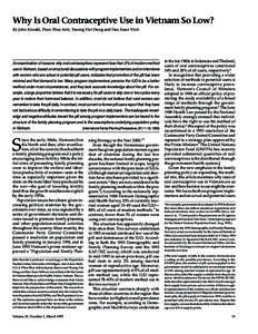 Why Is Oral Contraceptive Use in Vietnam So Low? By John Knodel, Phan Thuc Anh, Truong Viet Dung and Dao Xuan Vinh An examination of reasons why oral contraceptives represent less than 5% of modern method use in Vietnam,