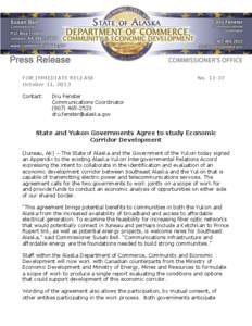 FOR IMMEDIATE RELEASE October 11, 2013 Contact: No[removed]