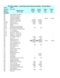 WV State Auditor - Local Government Services Division - Review Sheet County: Barbour  Fiscal Year: