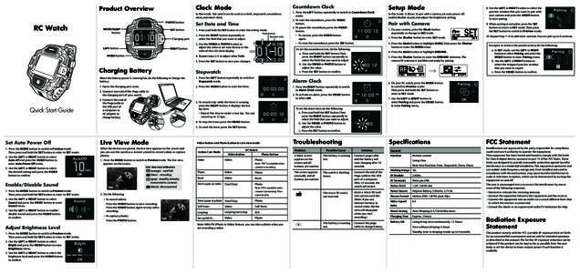 Clock Mode  Product Overview In this mode, this watch can be used as a clock, stopwatch, countdown clock, and alarm clock.