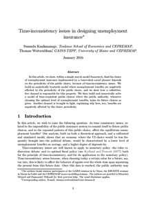 Time-inconsistency issues in designing unemployment insurance∗ Sumudu Kankanamge, Toulouse School of Economics and CEPREMAP, Thomas Weitzenblum†, GAINS-TEPP, University of Maine and CEPREMAP. January 2016