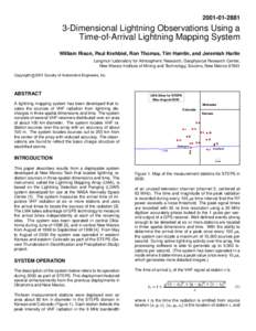 [removed]Dimensional Lightning Observations Using a Time-of-Arrival Lightning Mapping System William Rison, Paul Krehbiel, Ron Thomas, Tim Hamlin, and Jeremiah Harlin Langmuir Laboratory for Atmospheric Research, 